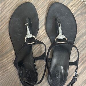 Gucci Black Sandals with Silver Accents